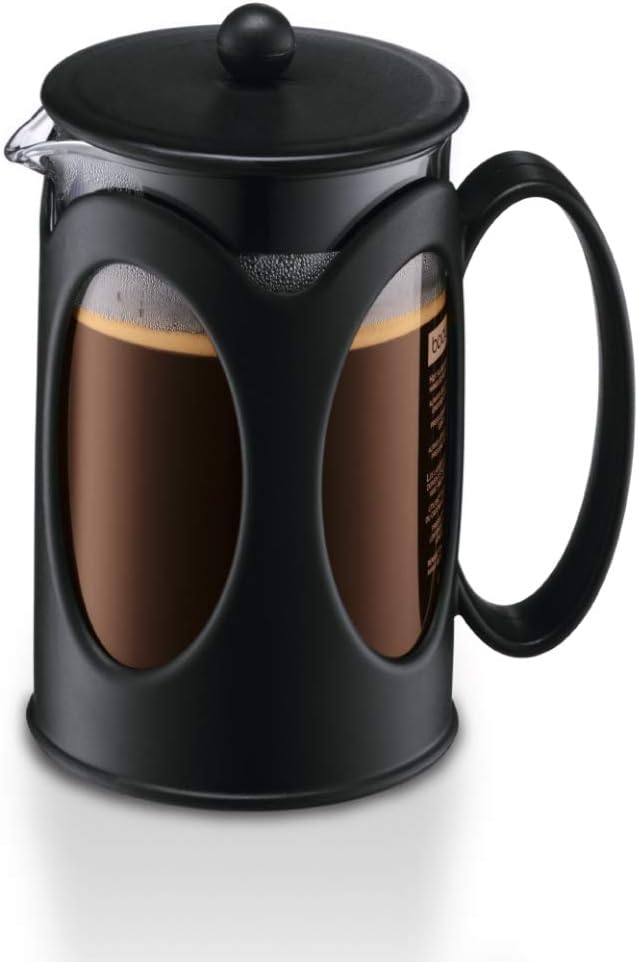 BODUM 10683-01 Kenya French Press Coffee Maker Borosilicate Glass - 4-Cup (0.5 L) Black