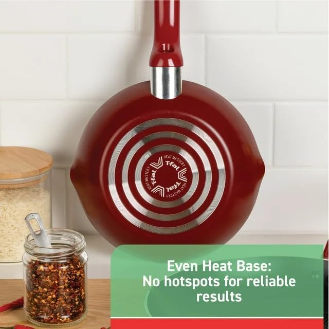 Generic T-fall Easy Care 20 Piece ProGlide Nonstick Interior Pots and Pans Cookware Set with Thermo-Spot Technology &amp Measuring Marks (Red) B087SKDW