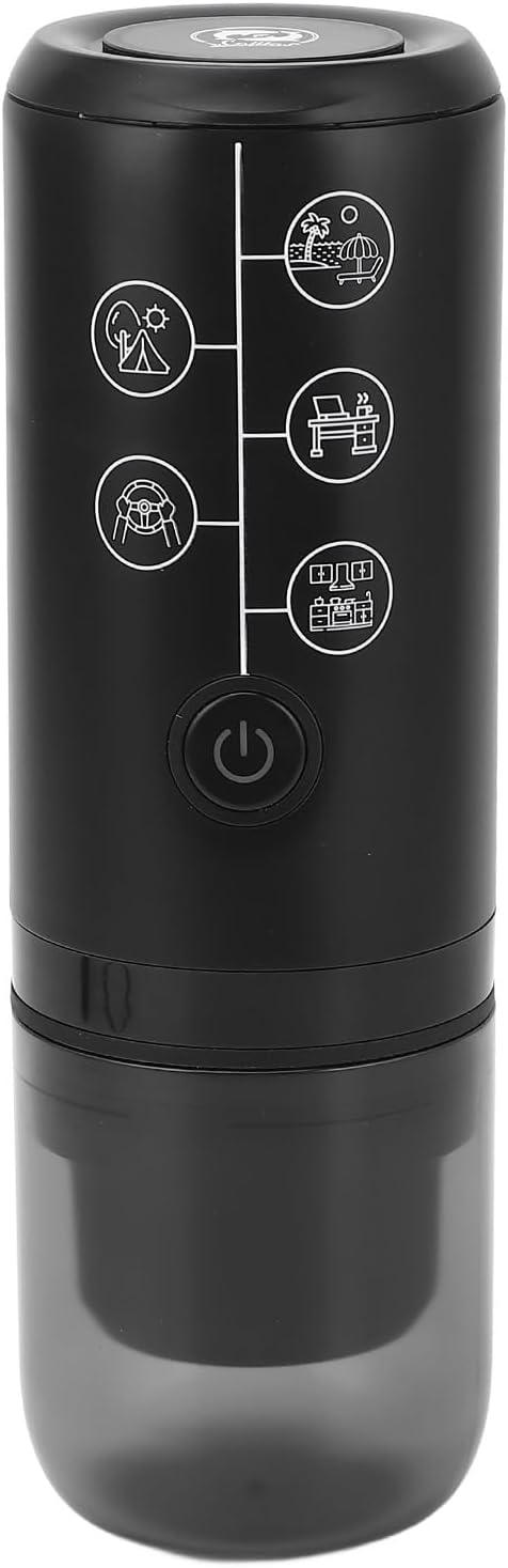 aqxreight Portable Electric Coffee Machine Cordless Rechargeable 17 Bar Pressure Electric Capsule Coffee Maker for Outdoor Home Black Travel Users Outdoor Enjoy Carry It and Compact (Black)