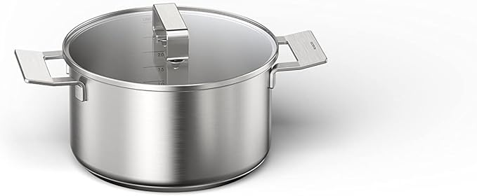 Bosch HEZ9SE060 Hob Accessories 6-Piece Stainless Steel Cookware Set: 4 Pots and 2 Pans for Electric Hobs and Induction Hobs Made in Germany