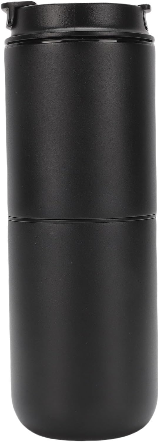 Portable Coffee Maker Electric Coffee Maker with Mill 350ML Cordless Rechargeable Battery Operated Coffee Machine Semi Automatic Coffee Cup for Camping Office (Black)