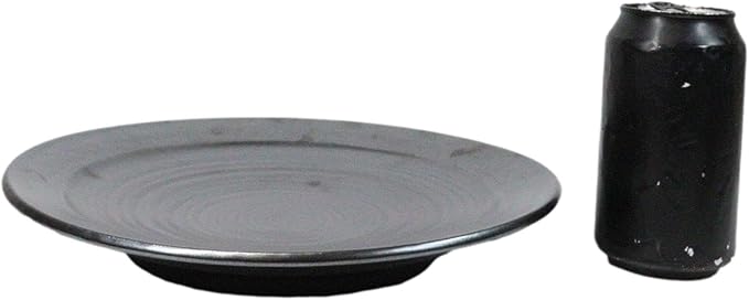 Ebros Gift Iron Black Clay Underglaze Technique Tetsu Kesho Porcelain Dinnerware Kitchen Set Asian Japanese Restaurant Supply (Pack Of 5 Large Round Dinner Plates 10 D)