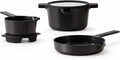 Alva Neat Black 5-Piece Nonstick Ceramic Cookware Set – Lightweight Nonstick Cookware Set – Easy to Store – Induction &amp Oven Safe Made Without PFAS PTFE PFOA – Non Stick Pots and Pan Set