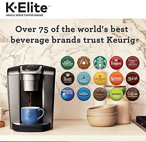 Keurig K-Elite Single Serve K-Cup Pod Coffee Maker with Strength and Temperature Control Iced Coffee Capability 8 to 12oz Brew Size Programmable Brushed Slate