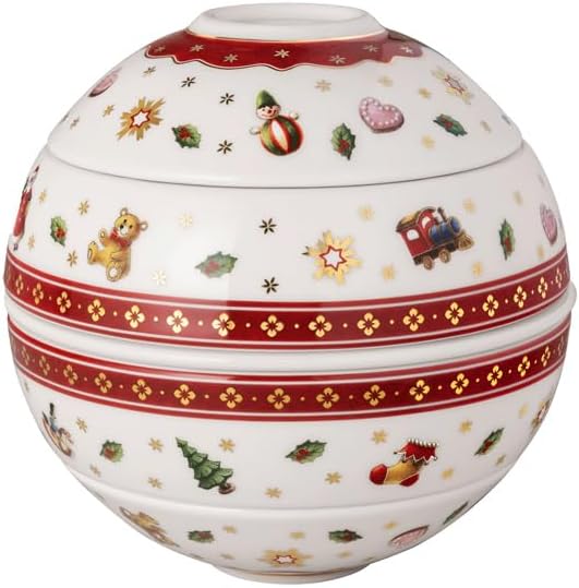 Villeroy &amp Boch Toy's Delight and Iconic Collection La Petite Boule Porcelain Appetizer Set Christmas Tableware Bowl Set 5 Pieces 5.5 in Dishwasher-Safe Multicolored