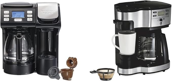 Hamilton Beach FlexBrew &amp 2-Way Programmable 12c Coffee Makers Single Serve &amp 12 Cup Compatible with K-Cup Pods or Grounds Fast Brewing (49902 49980R)