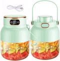 Portable BlenderJuicer Cup with Digital Display600ML Capacity Juices Making CupUSB RechargeablePersonal Size Blender for Shakes and Smoothiesfor Travel&ampGym (Blue-green(two cups and two lids))