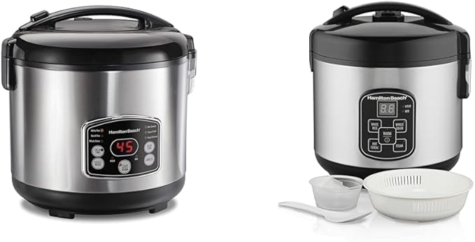 Hamilton Beach 14 Cup Digital Programmable Rice Cooker Steamer &amp Food Cooker Bundle With 8 Cup Cooker