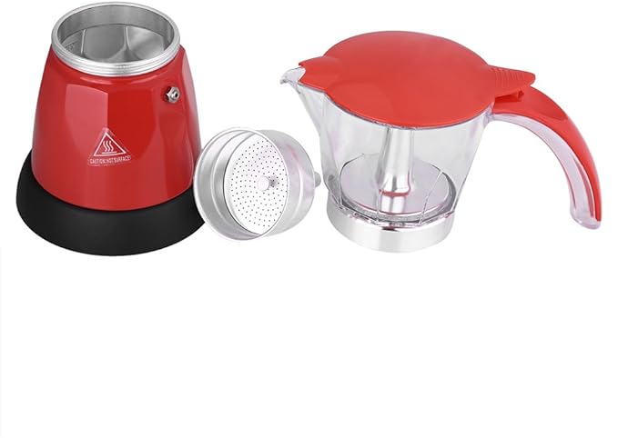 Aluminum Alloy Electric Coffee Pot Electric Moka Pot for Home for Office Making Coffee(red)