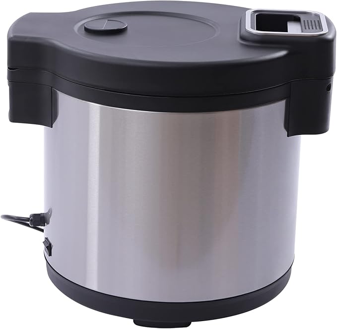 Rice Warm 19L Rice Portable Rice Warmer with Non-stick Coating Inner Pot Adjustable Temperature Big Capacity Thermal Sushi Rice Warmer with Hinged Cover 110V