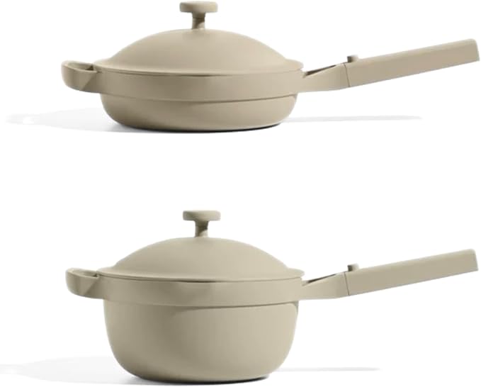 Our Place Mini Cookware Duo | 6-Piece Ceramic Cookware Set with Mini Always Pan &amp Mini Perfect Pot | Induction &amp Oven Safe up to 450°F | Nonstick PFAS-Free Non-Toxic Cookware | Steam