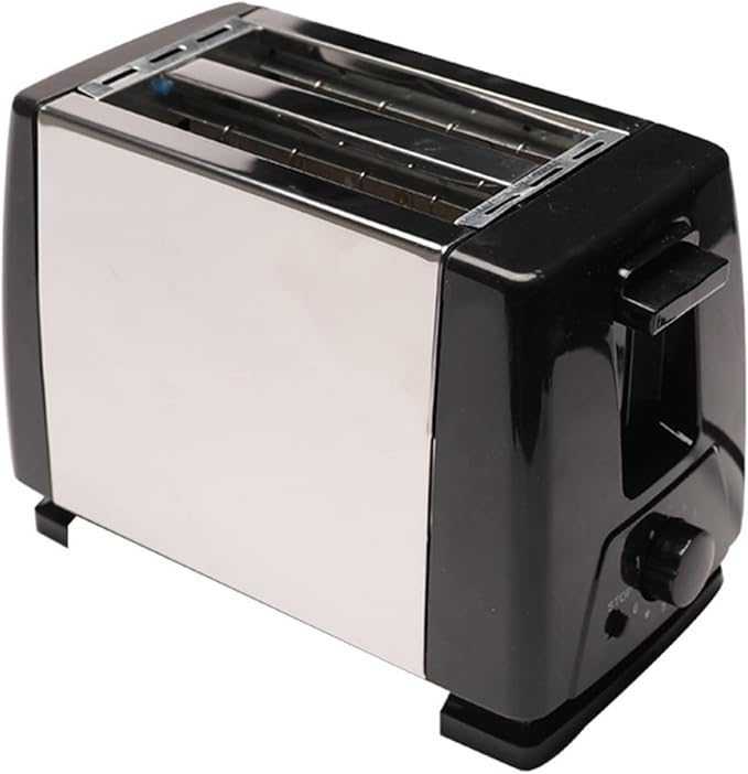 2 Slice Slim Toaster Compact Stainless Steel Bread Toaster with Automatic Popup Wide Slots and Crumb Tray for Home Kitchen Breakfast Use