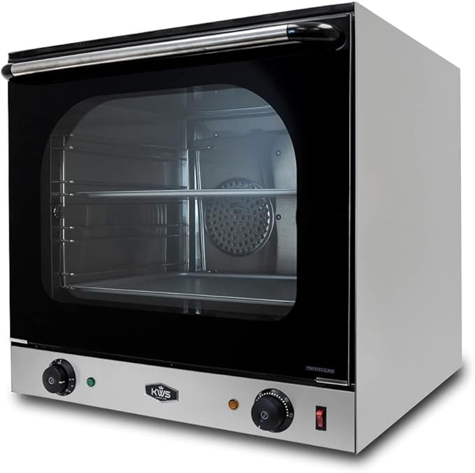 KWS CO-3 1600W Commercial Countertop Convection Oven 2 Cu. Ft. - 120V 4-Tier Toaster w/Front Glass Door Electric Baking Oven