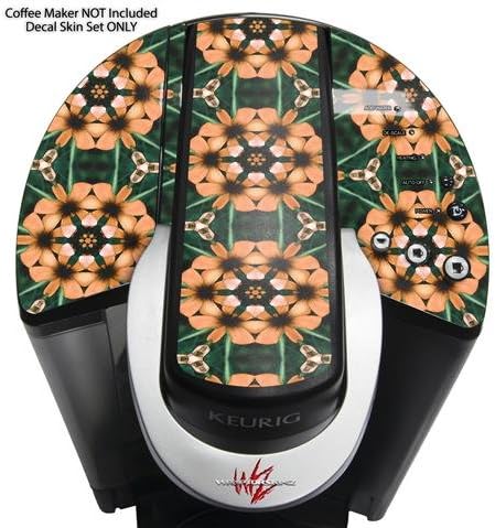 Decal Style Vinyl Skin compatible with Keurig K40 Elite Coffee Makers Floral Pattern Orange (COFFEE MAKER NOT INCLUDED)