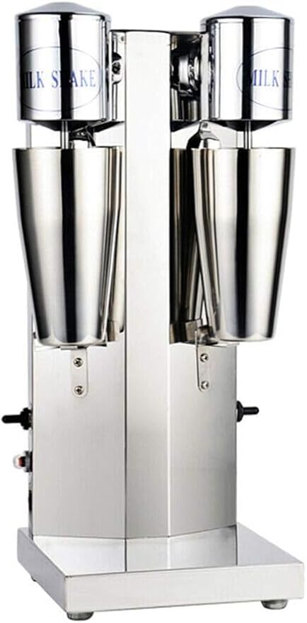 Electric Commercial Double Head Milkshake Maker Drink Mixer Blender Machine with Adjustable Speed Stainless Steel Milk Shake Machine with 2Cups for Home and Business