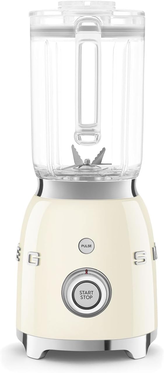 SMEG BLF03 Retro Style Blender – 600W Countertop Blender with 48 oz BPA-Free Jug 3 Speeds + Pulse Ice Crush &amp Smoothie Functions – 50s-Inspired Design-Cream