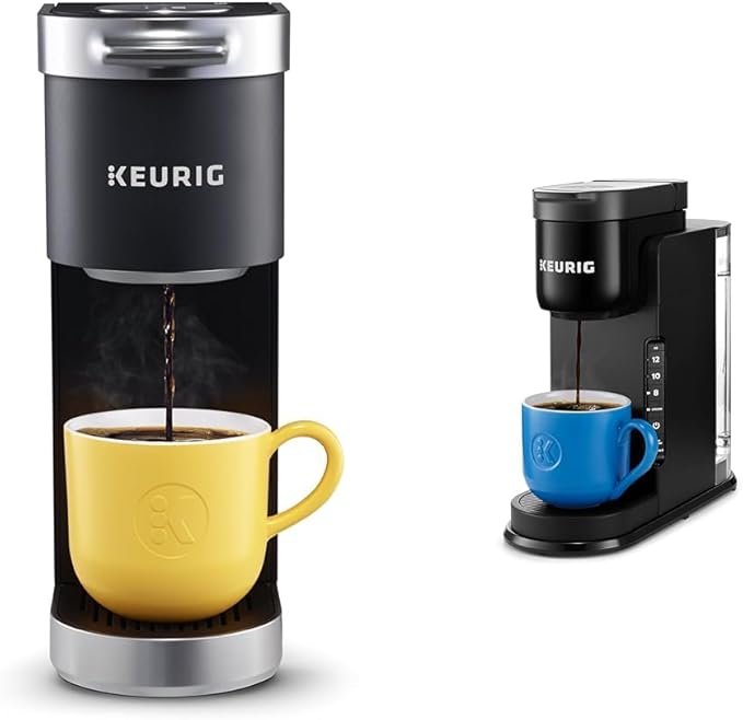 Keurig K-Mini Plus Single Serve K-Cup Pod Coffee Maker Black &amp K-Express Coffee Maker Single Serve K-Cup Pod Coffee Brewer Black 12.8” L x 5.1” W x 12.6” H