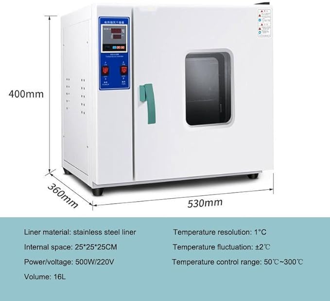 Digital Lab Blast Drying Oven - Forced Air Convection Constant Temperature Design for Test Drying Heat Treatment &amp Heating Applications(16L)