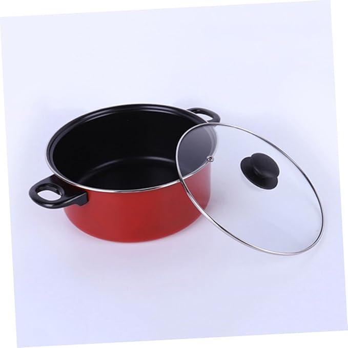 3pcs Nonstick Frying Pan Soup Pot Milk Pan Set Multifunctional Cooking Kitchen Utensils for Home Daily Use Red
