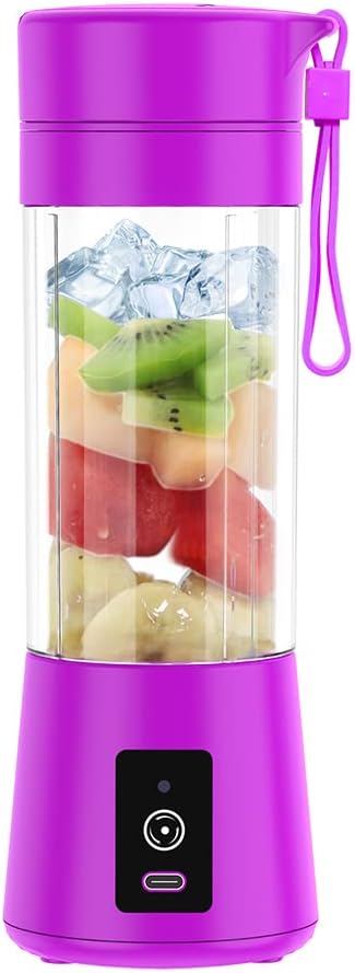 Portable Blender Personal Blender for Shakes and Smoothies Blender shake Smoothie for Kitchen Personal Size Blenders with Rechargeable USB 380Ml With 6 Blades