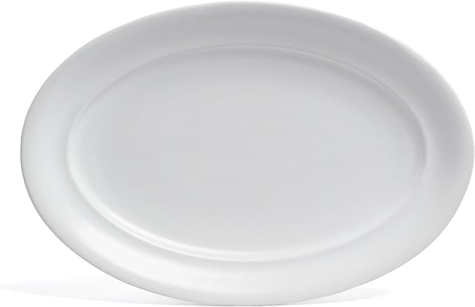 over&ampback Rim Stoneware Serving Platter - Elegant 1-Piece Oval Serving Platter to Complete Your Kitchen Set - 16 L x 10.8 W Semi-Matte Charcoal