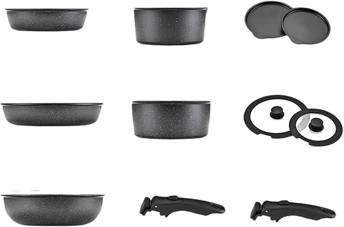 Multifunctional Nonstick Pots And Pans Practical Dishwasher Safe Cookware With Detachable Handle Kitchen Cooking Set