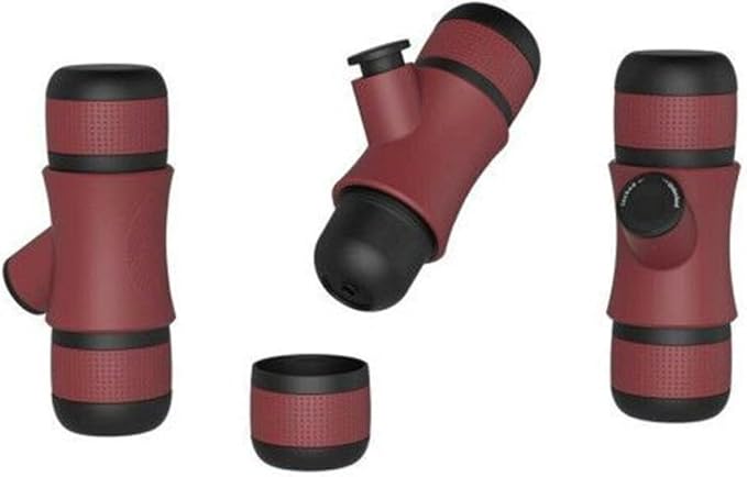 Portable efficient and practical mini hand press coffee machine portable espresso machine with one click extraction(red)