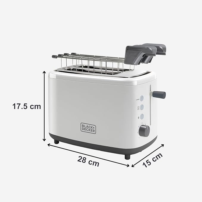 Black+Decker BXTOA820E - Toaster 820 W. 2 wide slots 7 grid levels System with removable pliers. Functions: Stop heat and defrost. Tray to collect crumbs. Non-slip feet.