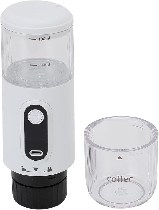Yoidesu Portable Electric Espresso Machine Compatible with Coffee &amp Capsule 20 Bar Mini Car Travel Coffee Maker with 2500mAh Battery Ideal for Camping RV Hiking Office (White)