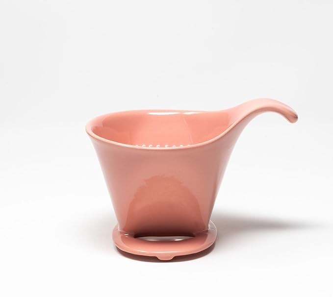 Zero Japan - Bee House Pour Over Coffee Dripper - Lead-Free &amp Cadmium-Free Ceramic Coffee Maker with Elegant Peek Hole Drip Cone Brewer Coffee Gifts Brewing Accessories - Coral Pink Standard Si