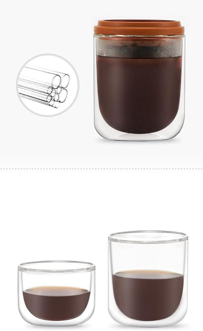 Coffee Pot Glass Coffee Maker with Stainless Steel Filter Strainer Drip Portable Coffee Kettle Percolators Brew Dropper Tea Kettle TravelA