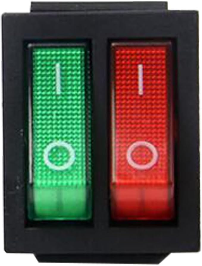 KCD8-212N Rocker Switch Dual 2 Gears 6 Feet Rice/Hot Pot Electric Baking Pan Electric Heater Oil Heater with Light Power Switch(Double Green)