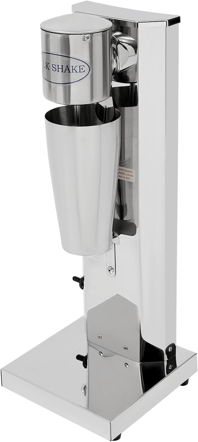 Electric Milkshake Maker Machine Commercial Stainless Steel Milk Shake Machine with 2 Cups 650ml/Cup 110V 180W Drink Mixer Adjustable Speed Malt Maker Machine (1 Head)