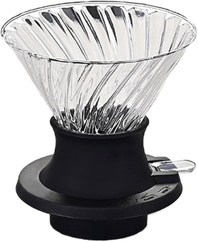 Immersion Coffee Dripper Switch Pour Over Dripper Immersion Dripper Switch Coffee Maker Glass Coffee Filters V02 Set(TransparentTeapot+cup)
