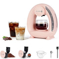 Single Serve Coffee Maker For K Cup Pod and Coffee Grounds /Tea Fast Brew in 2 minutes 2 IN 1 One Button Coffee Machine 4-8 Oz Brew Sizes Stylish＆Compact For Home Office RV and Dorm Pink