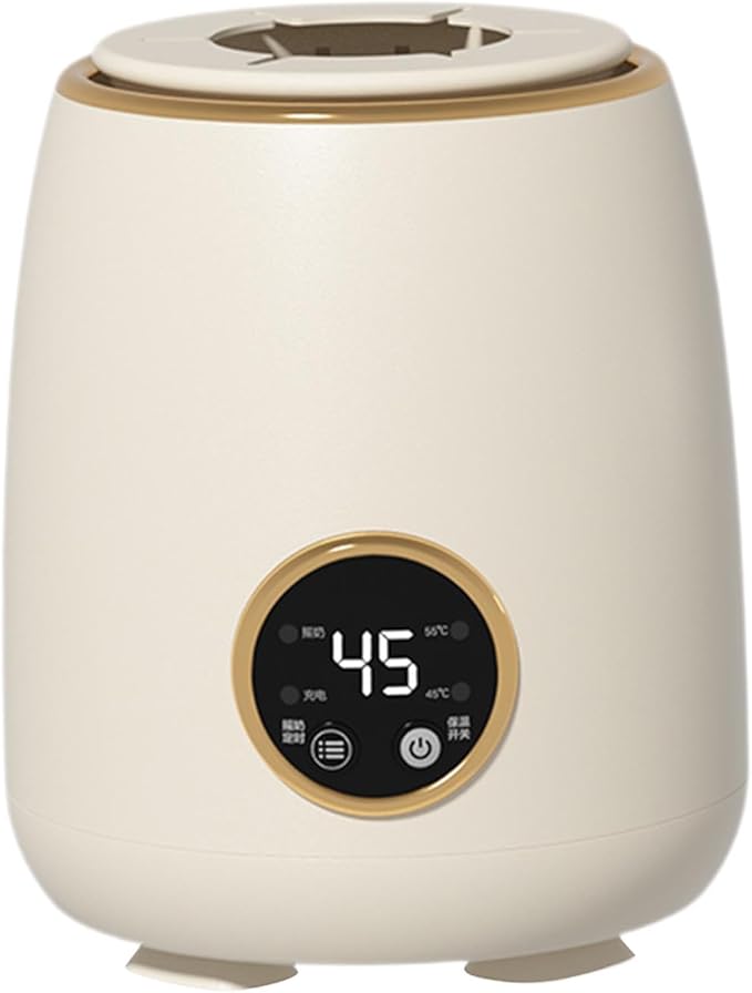 Electric Milk Bottle Shaker with LED Display Portable Adjustable Milk Blender for Night Shopping Camping Daily Use White(Cream Yellow)