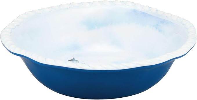 UPware 12 Piece Coastal Lighthouse Melamine Dinnerware Sets Outdoor Dishes Set Plates and Bowls Sets Service for 4 Blue