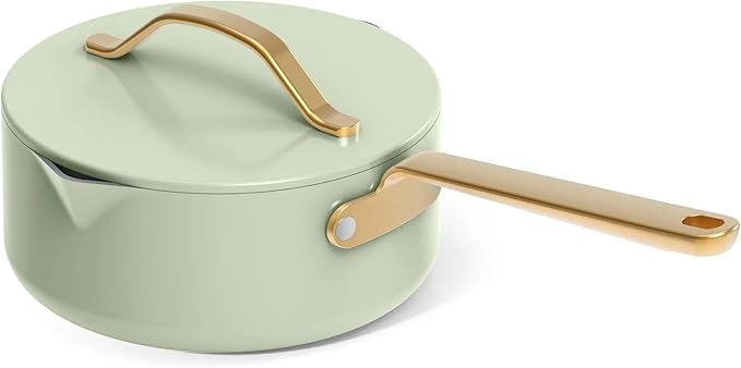 Nonstick Ceramic Cookware Set (12 Piece) Pots Frying Pans Lids and Kitchen Storage Oven Safe Pan Set &amp Compatible with All Stovetops - (Sage Green)
