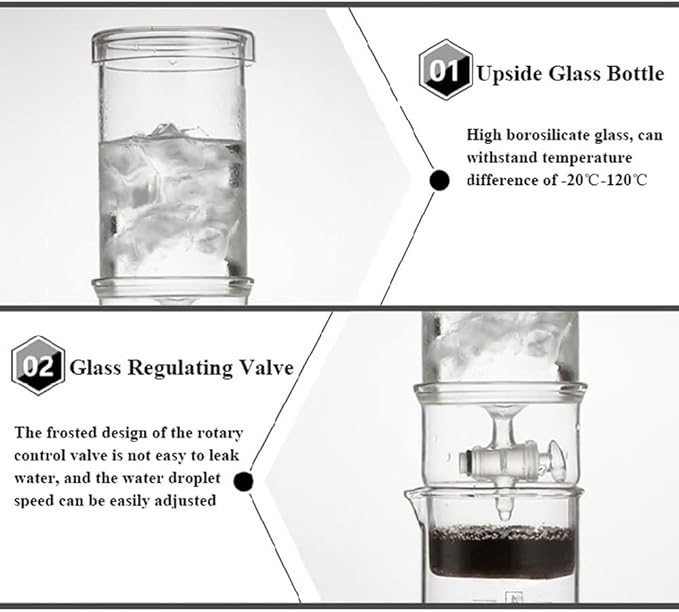 Cold Brew Coffee MakerCold Drip Coffee Machine with Adjustable Drip FilterGlass Cold Brew Coffee Tower Iced Coffee Brewer for Home and Office