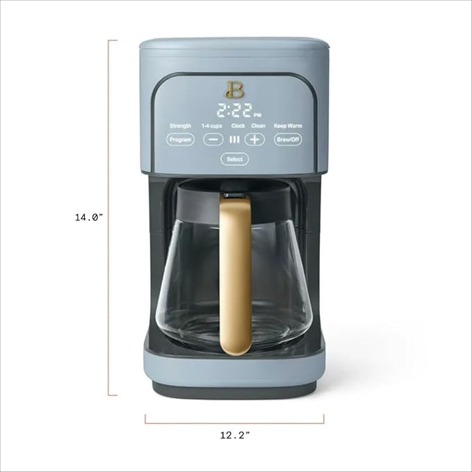 12-Cup Programmable Coffee Maker with 24h Timer &amp Brew Strength Settings Drip Brewer for Rich Flavor (Cornflower Blue)