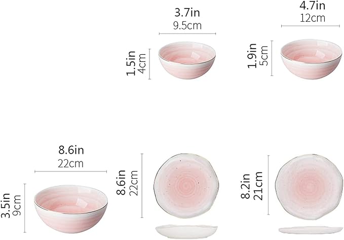 Dinnerware Set Plates and Bowls Sets Irregular Dish Set Plates And Bowls Sets 8-Piece Ceramic Dinner Plate Sets Service For 6