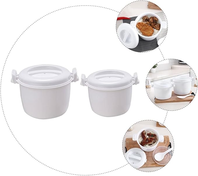 Garneck 2pcs Insulated Rice Cooker Sticky Rice Steamer Microwave Cooker Large Capacity Portable Home Office Supply