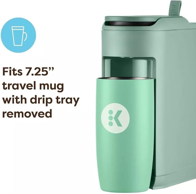 KeurigK Mini Mate Single Serve KCup Pod Coffee Maker – Compact Coffee Machine for Small Spaces Quick Brew Travel-Friendly Removable Drip Tray Energy Efficient (Glamping Green)
