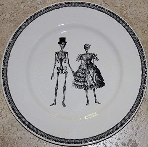 Reeonice Royal Stafford Halloween Skeleton Couple Dinnerware - Set of 4 (RS Skeleton Dinner Plates)