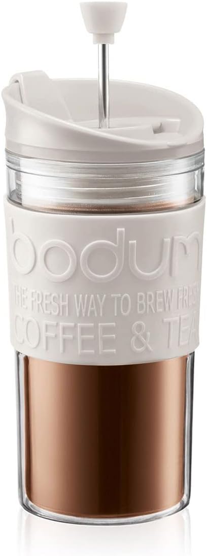 Bodum K11102-913 Travel Press Set Coffee Maker with Extra Lid 12 oz White