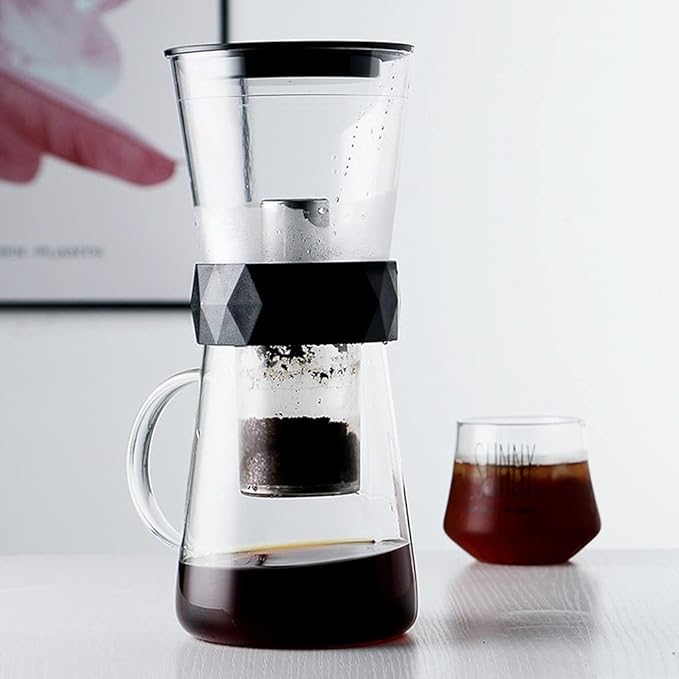 Habiba Iced Drip Coffee Maker Modern Cold Brew Coffee Maker 600ML/20.29oz Siphon Coffee Maker with Adjustable Water Flow Iced Coffee Maker for Home Office Reusable