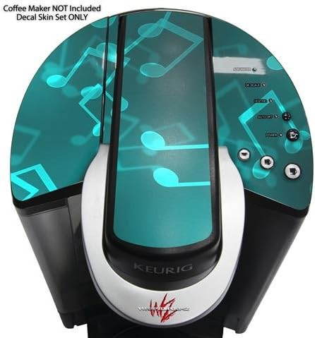 Decal Style Vinyl Skin compatible with Keurig K40 Elite Coffee Makers Bokeh Music Neon Teal (COFFEE MAKER NOT INCLUDED)