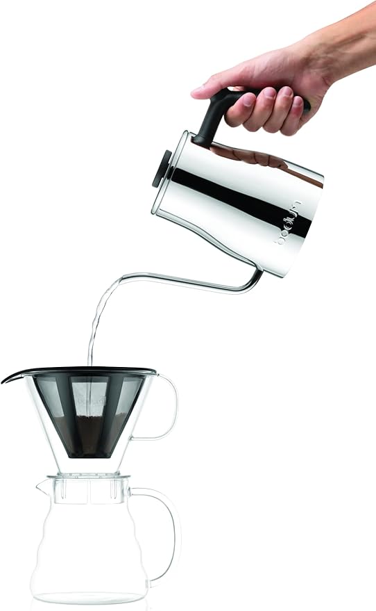 Bodum Melior Pour Over Borosilicate Glass Coffee Dripper with Carafe Lid and Stainless Steel Filter 20 Ounce Clear