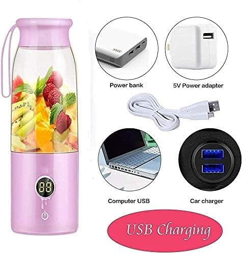 Portable BlenderPersonal Mixer Fruit Rechargeable USB Mini BlenderWaterproof Small Blender Single Juicers (Color : Blue)