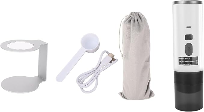 Portable Coffee Machine 7800mAh Battery Coffee Brewer Automatic Maker with Digital Display Ideal for Outdoor Travel Camping Home &amp Office (White)